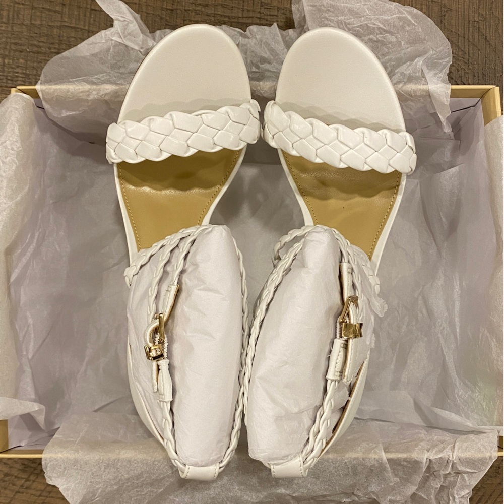 Michael Kors White Astrid Wrapped Sandals Slide Shoes Heels Pumps 8 NEW - Picture 6 of 7
